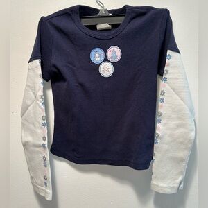 Navy and White Kids Long Sleeve Tee with Snowflake Design